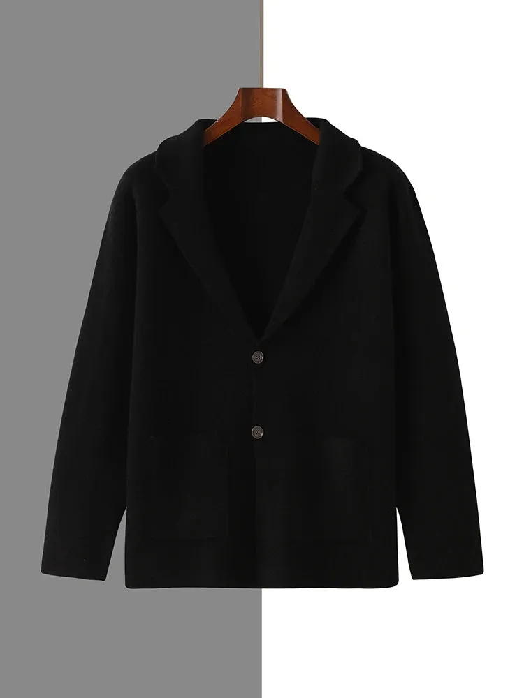 100% Australian Merino Wool Suit Collar Knit Cardigan for Autumn Winter