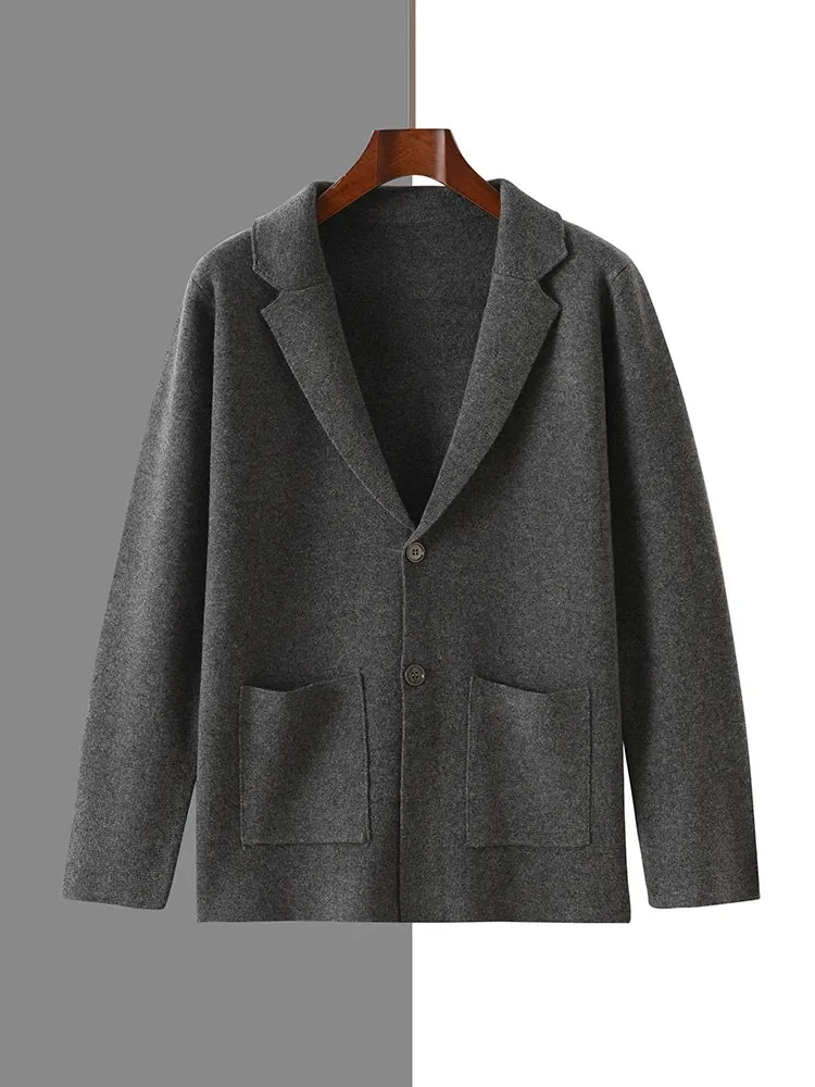 100% Australian Merino Wool Suit Collar Knit Cardigan for Autumn Winter