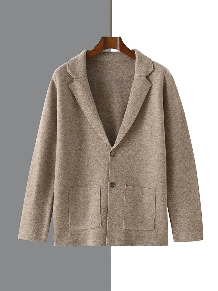 100% Australian Merino Wool Suit Collar Knit Cardigan for Autumn Winter