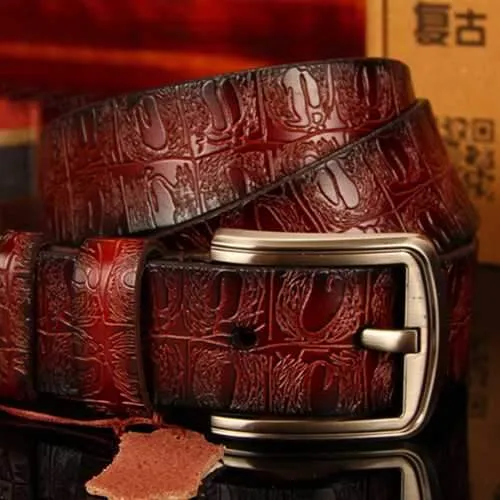 125CM Men Business Cow Leather Belt with Anti-Scratch Buckle