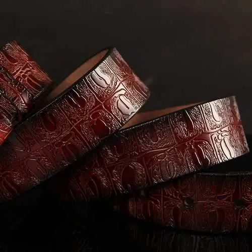 125CM Men Business Cow Leather Belt with Anti-Scratch Buckle
