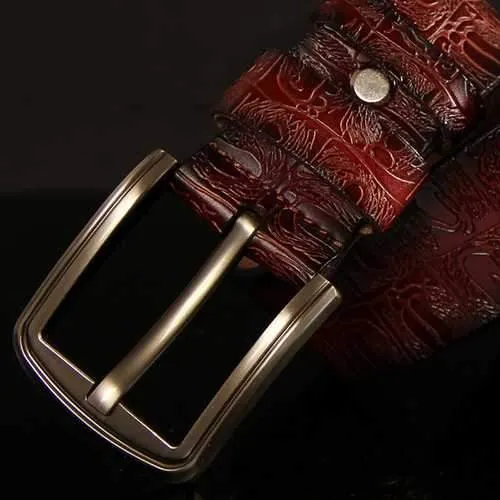 125CM Men Business Cow Leather Belt with Anti-Scratch Buckle