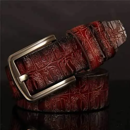 125CM Men Business Cow Leather Belt with Anti-Scratch Buckle
