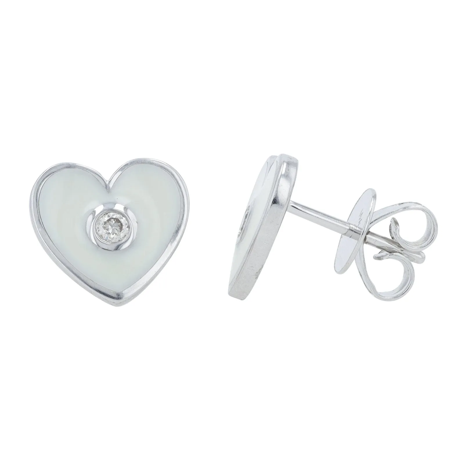14K 0.06 CT Diamond & Enamel Heart Earrings<p><strong>More Colors Available</p></strong>
