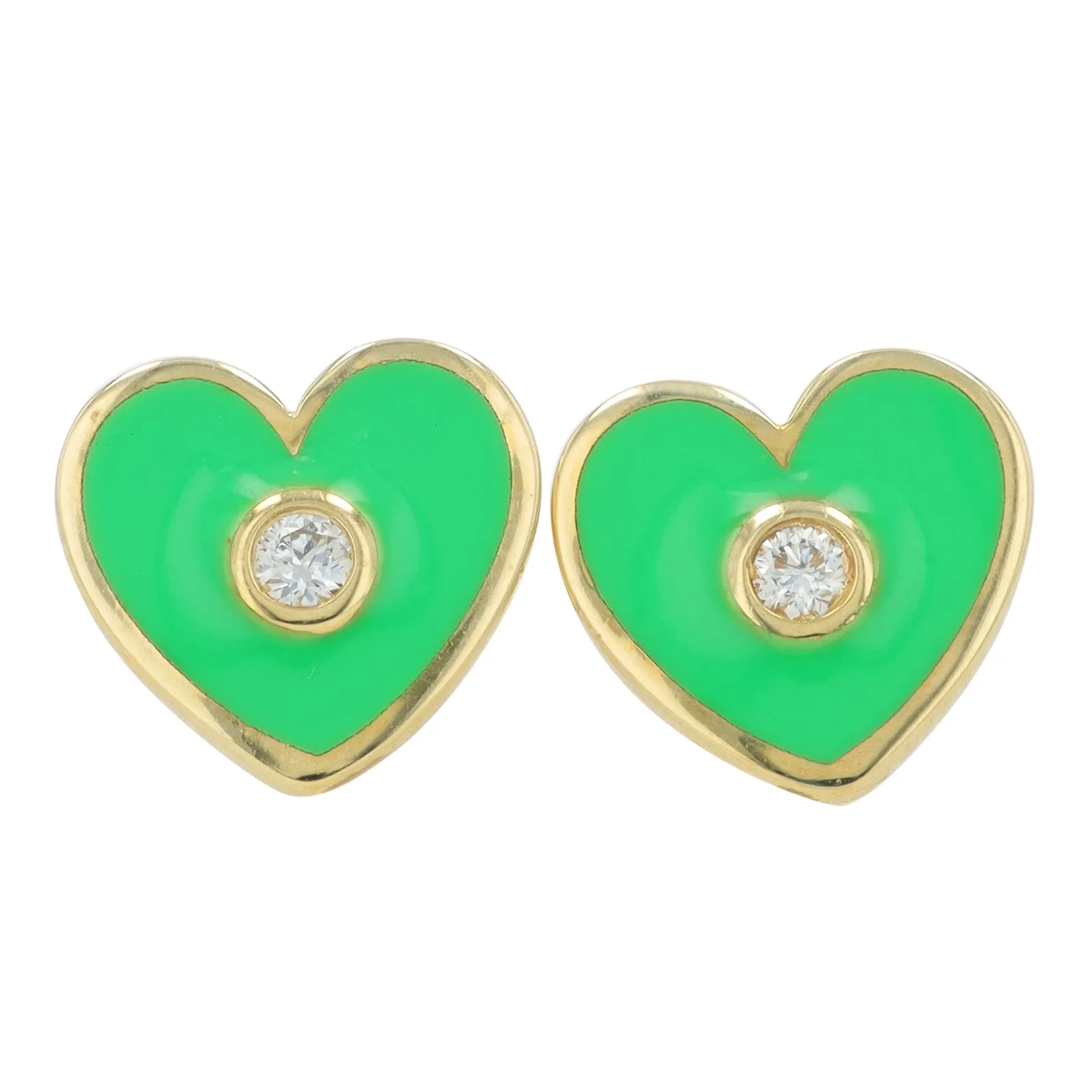 14K 0.06 CT Diamond & Enamel Heart Earrings<p><strong>More Colors Available</p></strong>