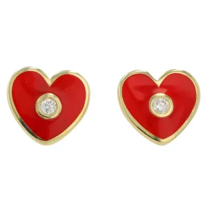 14K 0.06 CT Diamond & Enamel Heart Earrings<p><strong>More Colors Available</p></strong>