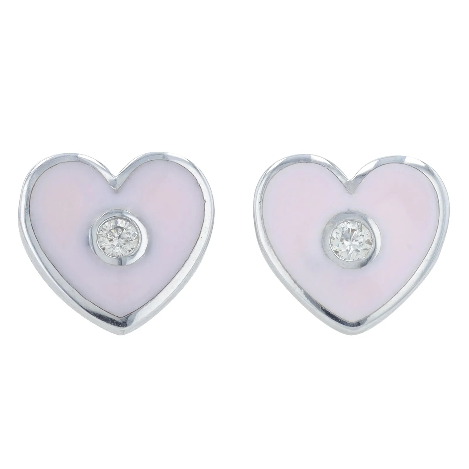 14K 0.06 CT Diamond & Enamel Heart Earrings<p><strong>More Colors Available</p></strong>