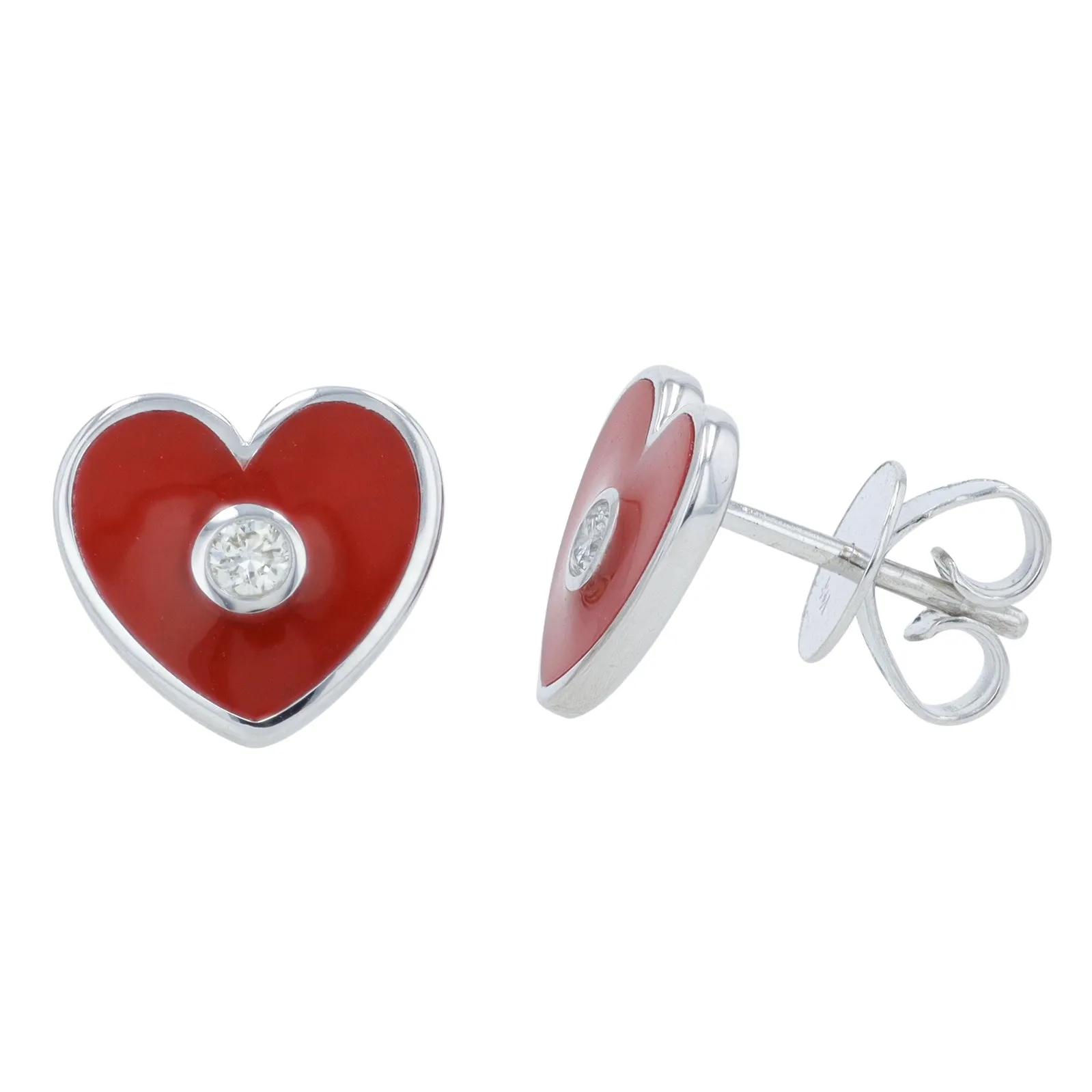 14K 0.06 CT Diamond & Enamel Heart Earrings<p><strong>More Colors Available</p></strong>