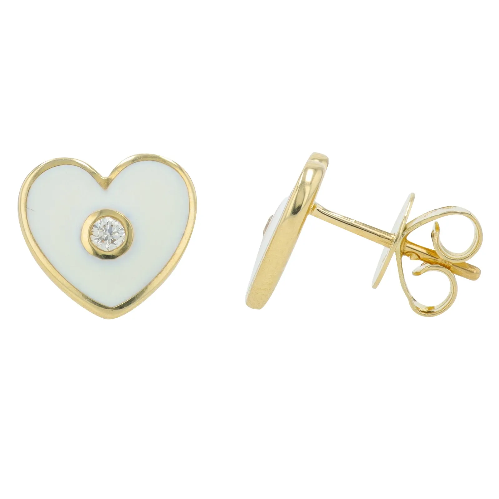 14K 0.06 CT Diamond & Enamel Heart Earrings<p><strong>More Colors Available</p></strong>