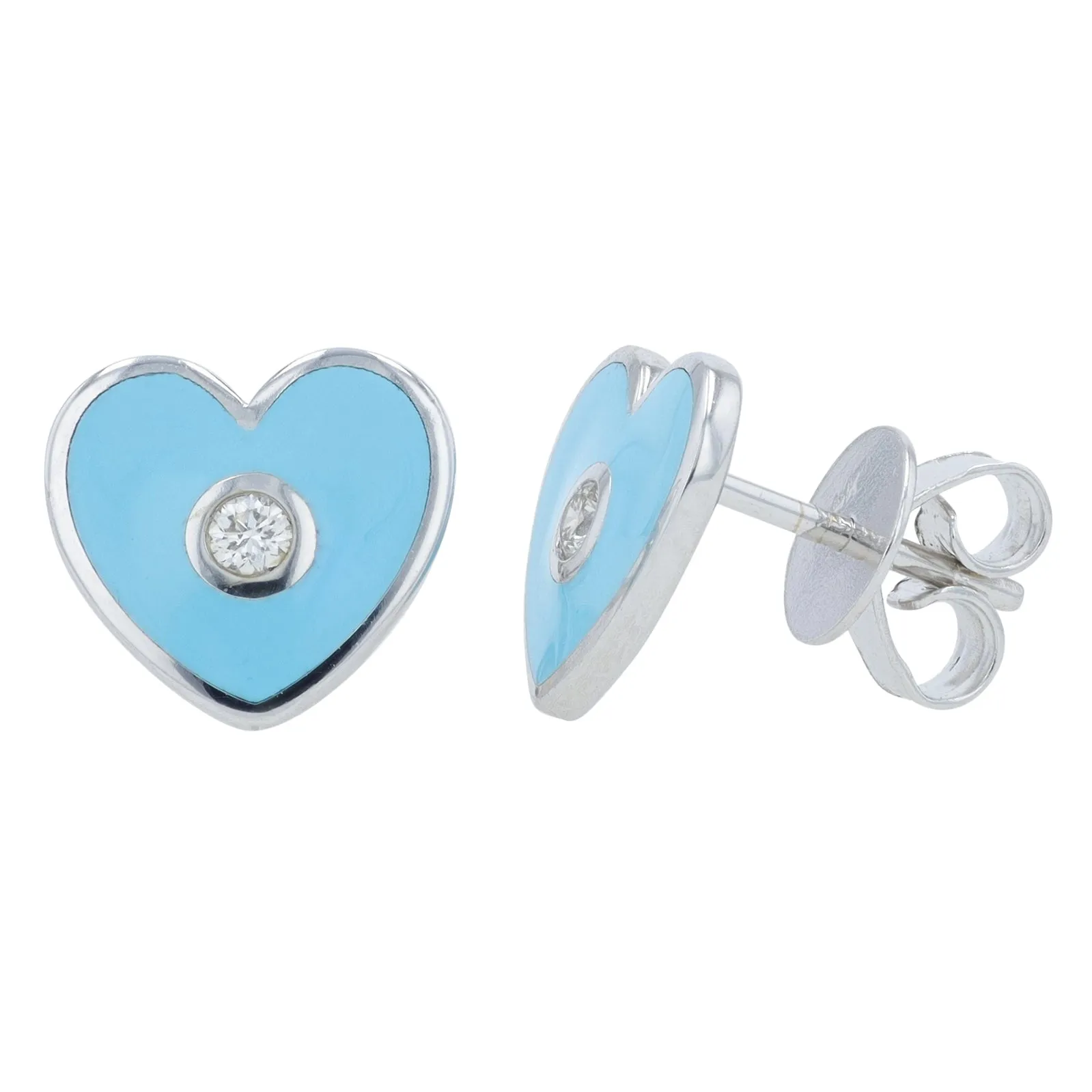 14K 0.06 CT Diamond & Enamel Heart Earrings<p><strong>More Colors Available</p></strong>