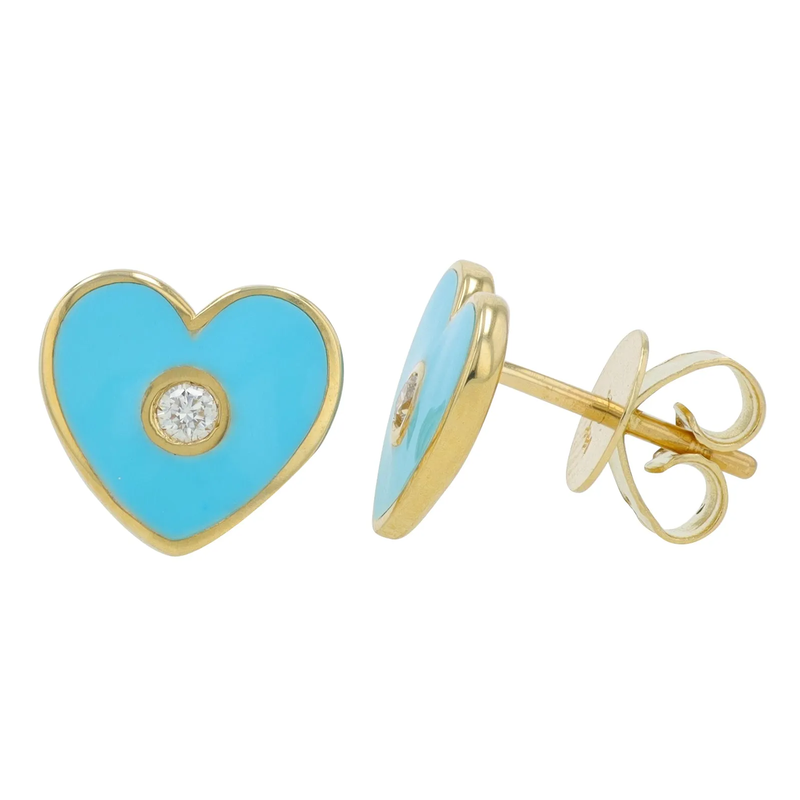 14K 0.06 CT Diamond & Enamel Heart Earrings<p><strong>More Colors Available</p></strong>