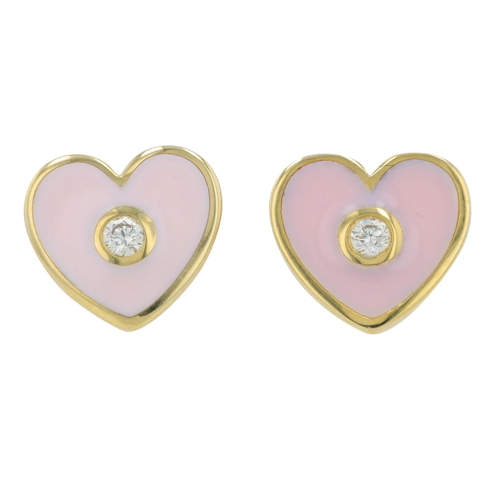 14K 0.06 CT Diamond & Enamel Heart Earrings<p><strong>More Colors Available</p></strong>