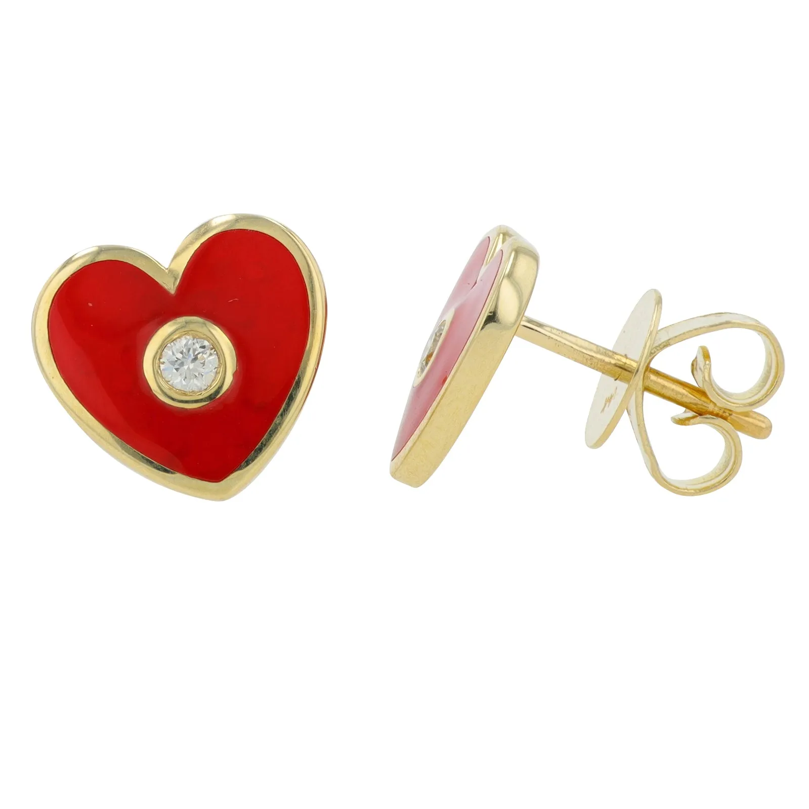 14K 0.06 CT Diamond & Enamel Heart Earrings<p><strong>More Colors Available</p></strong>