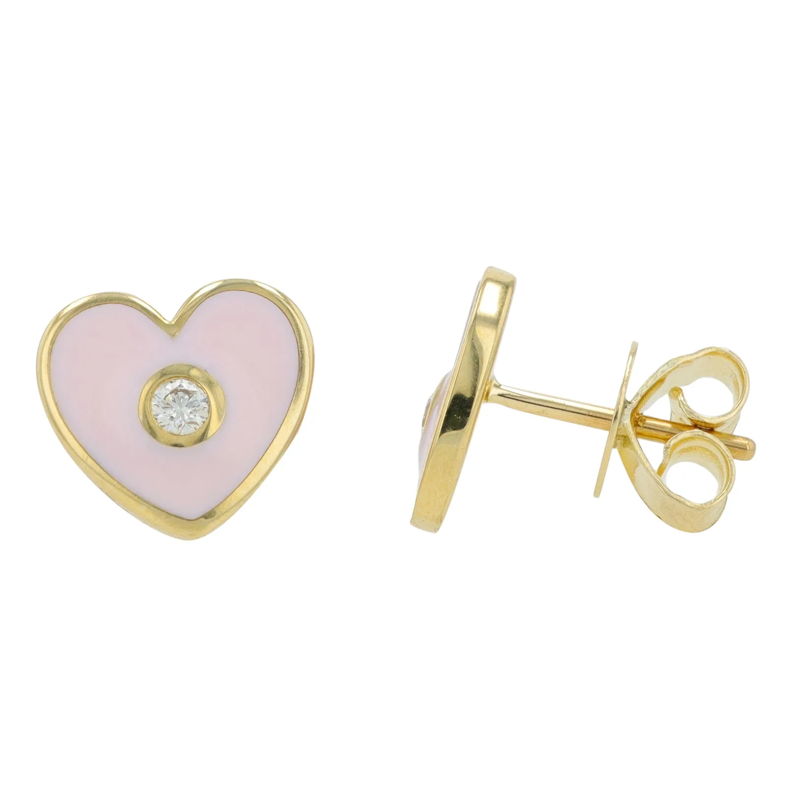 14K 0.06 CT Diamond & Enamel Heart Earrings<p><strong>More Colors Available</p></strong>