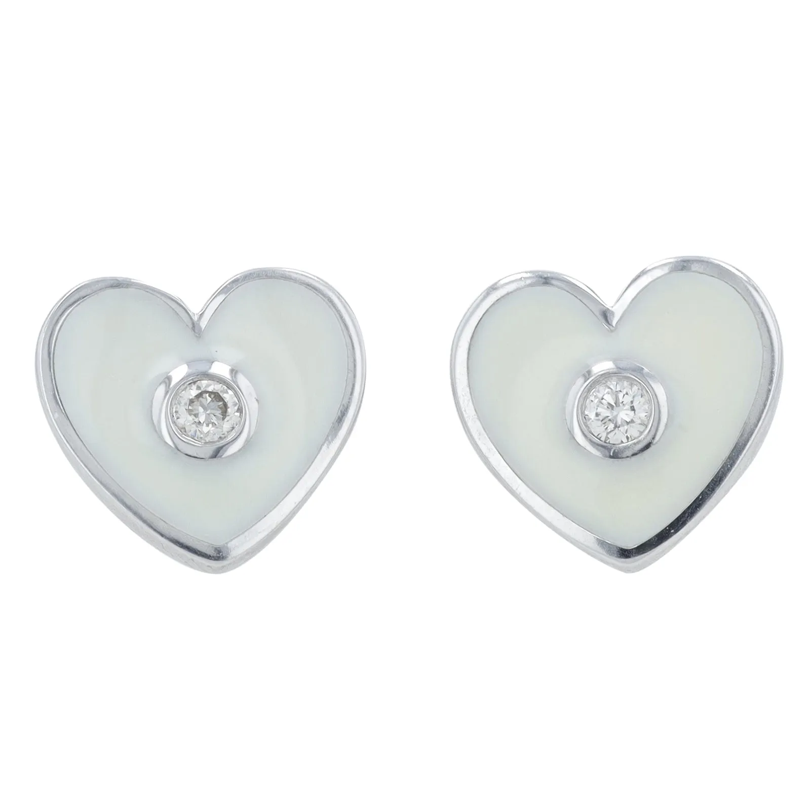 14K 0.06 CT Diamond & Enamel Heart Earrings<p><strong>More Colors Available</p></strong>