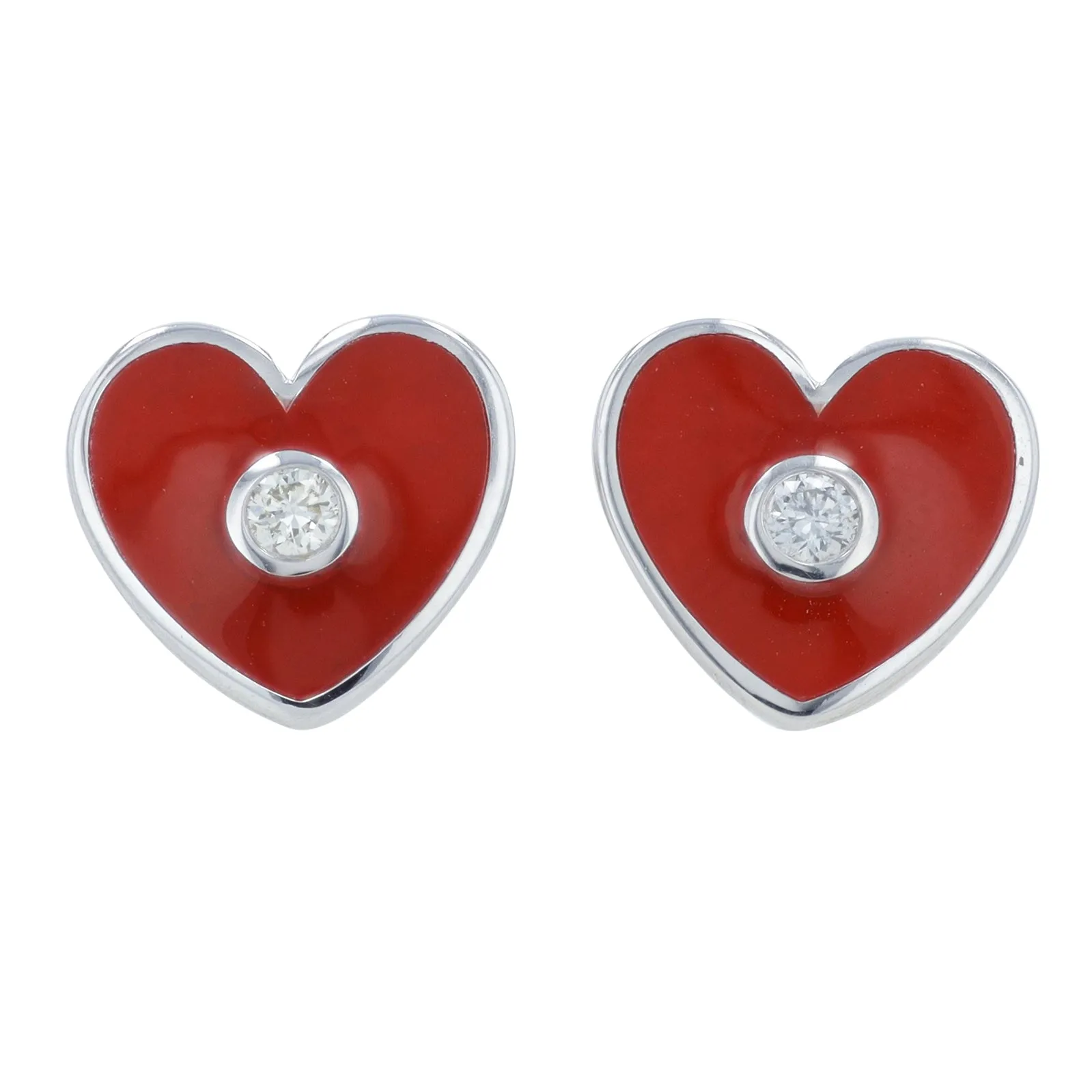14K 0.06 CT Diamond & Enamel Heart Earrings<p><strong>More Colors Available</p></strong>