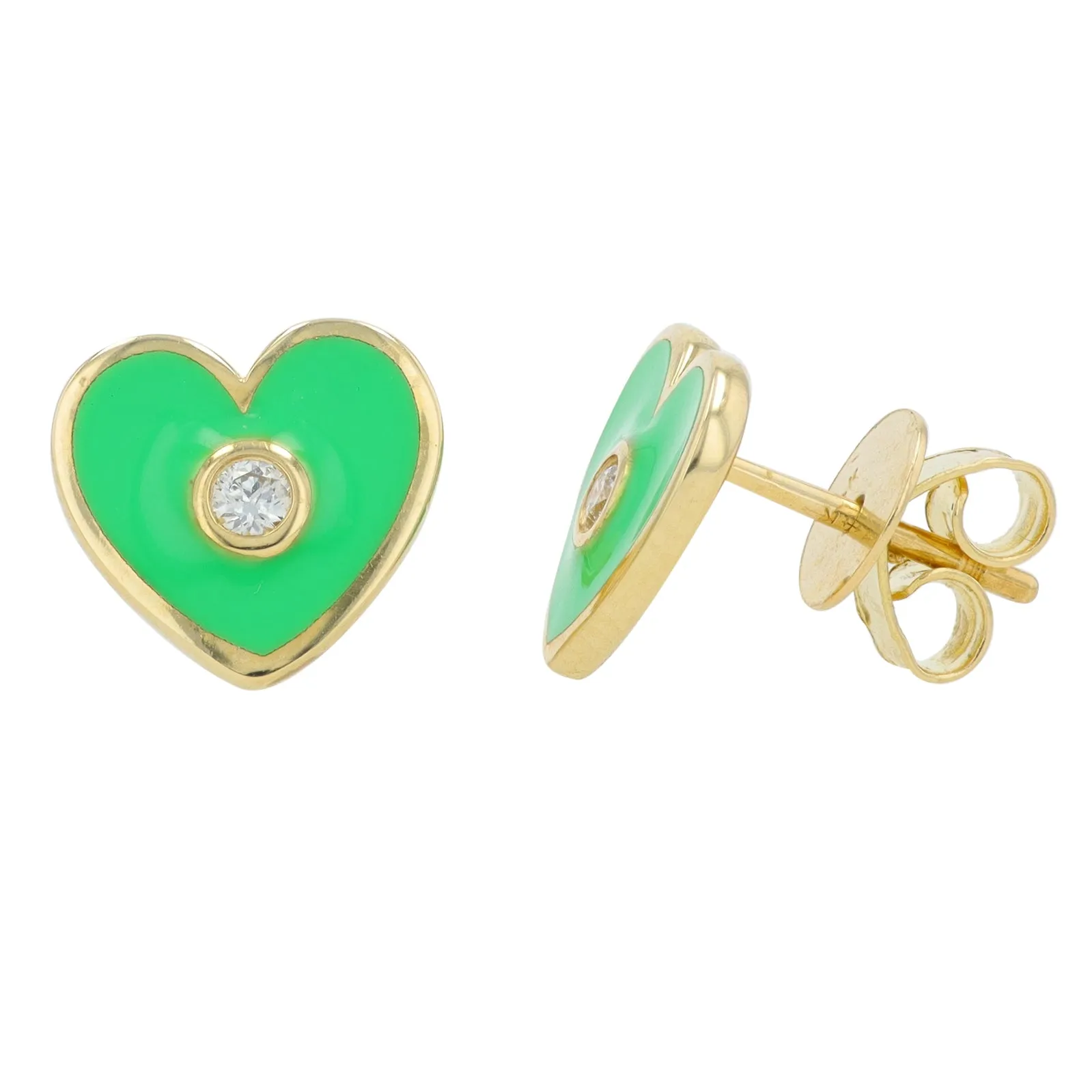 14K 0.06 CT Diamond & Enamel Heart Earrings<p><strong>More Colors Available</p></strong>