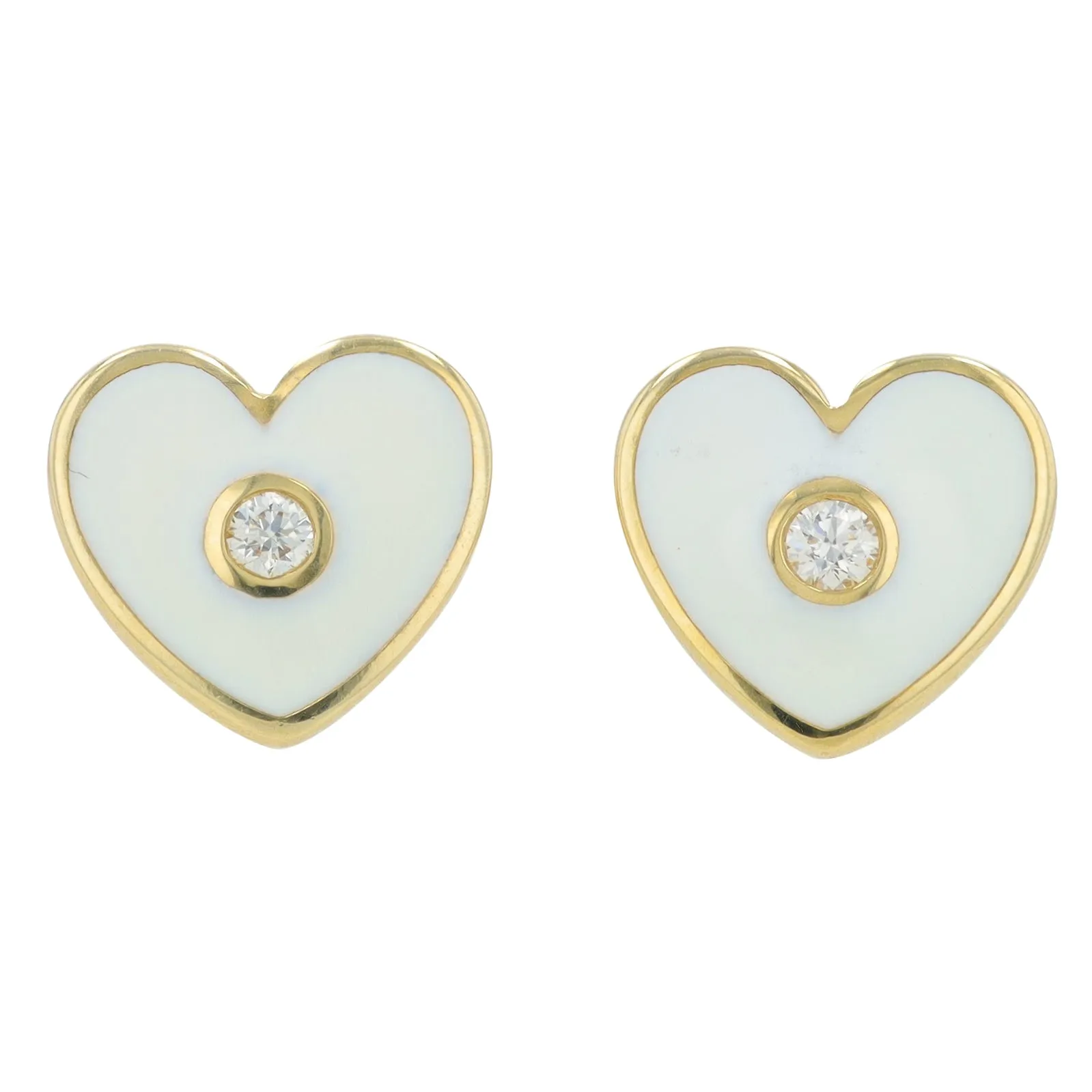 14K 0.06 CT Diamond & Enamel Heart Earrings<p><strong>More Colors Available</p></strong>