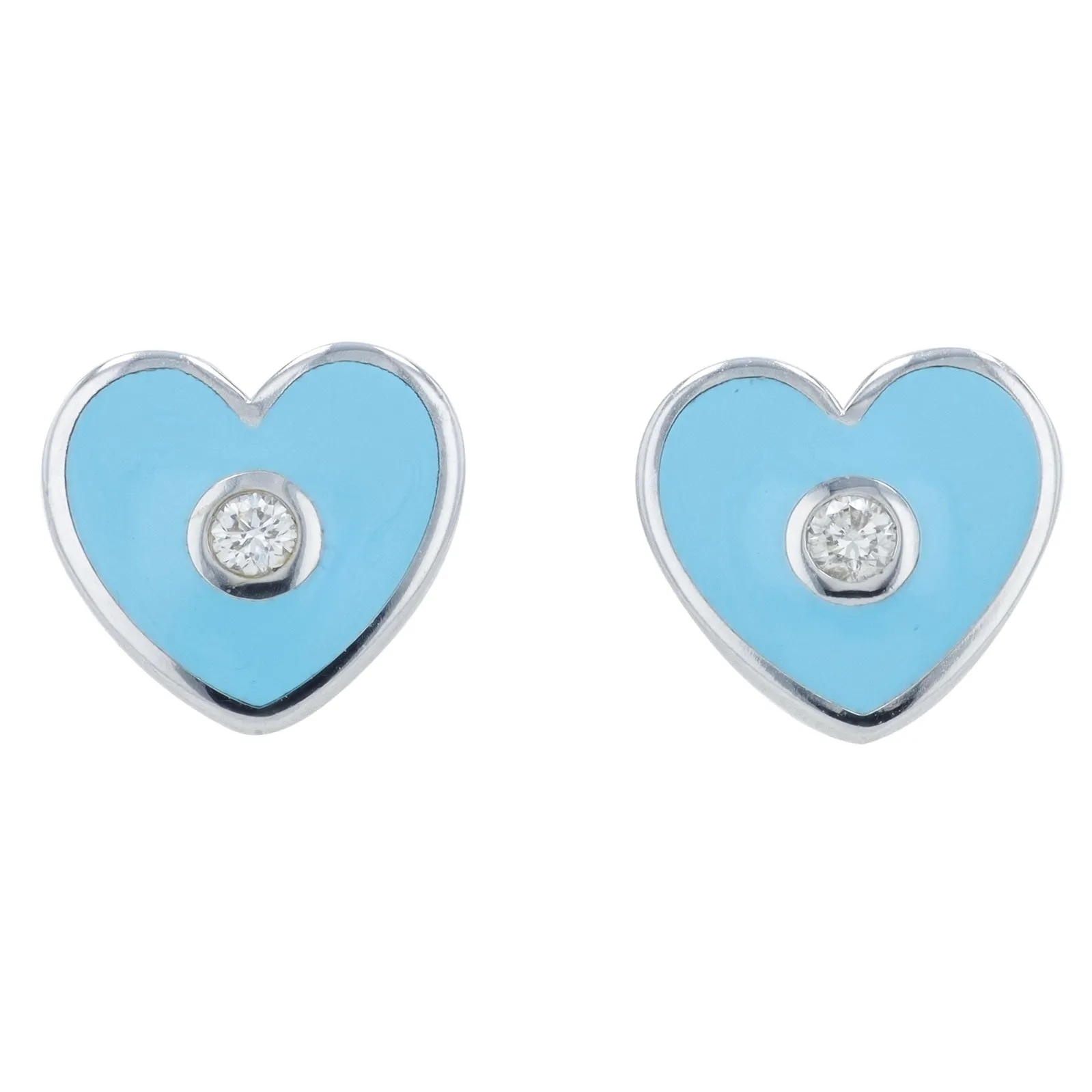 14K 0.06 CT Diamond & Enamel Heart Earrings<p><strong>More Colors Available</p></strong>