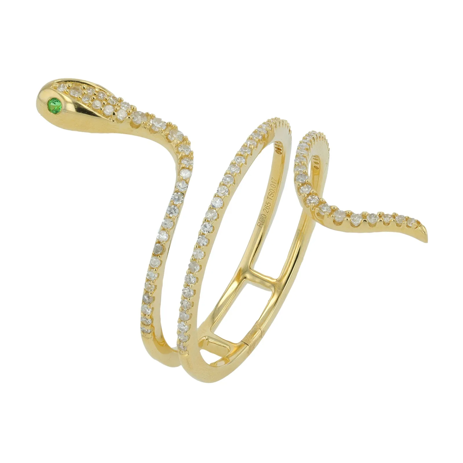 14K Gold Diamond & Tsavorite Snake Ring<p><strong>More Colors Available</p></strong>