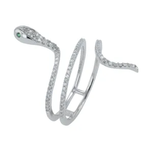 14K Gold Diamond & Tsavorite Snake Ring<p><strong>More Colors Available</p></strong>