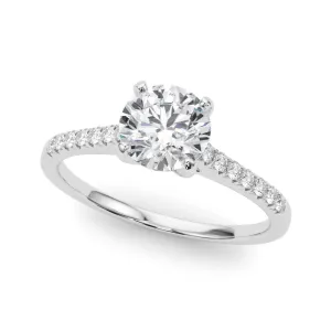 14K White Gold Lab-Grown Round Brilliant Diamond Cathedral Engagement Ring With Pave Accent Diamonds - Options Available