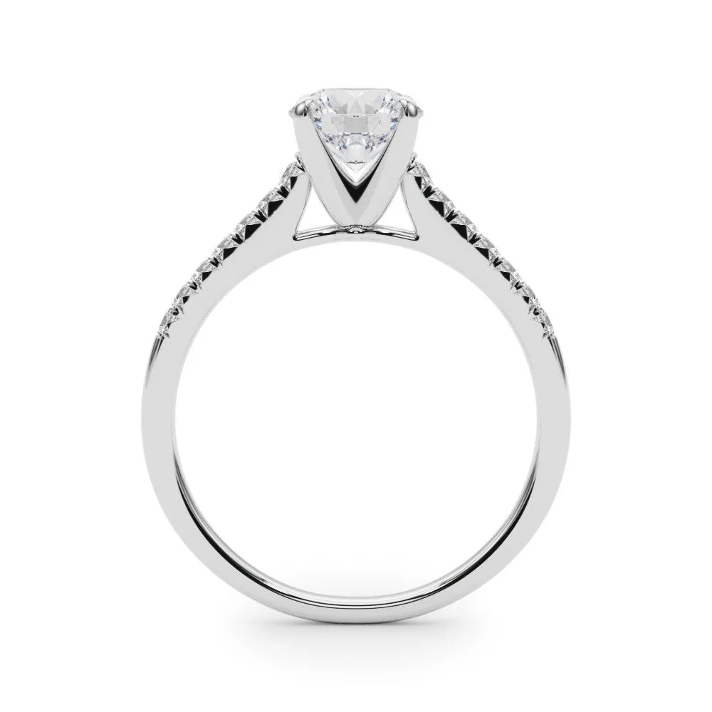 14K White Gold Lab-Grown Round Brilliant Diamond Cathedral Engagement Ring With Pave Accent Diamonds - Options Available