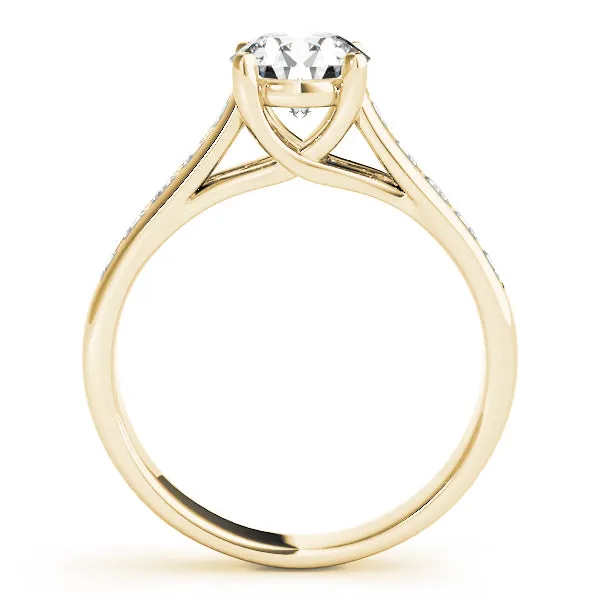 14K Yellow Gold Round Brilliant Diamond Trellis Engagement Ring With Channel Set Accent Diamonds (1.38ctw)