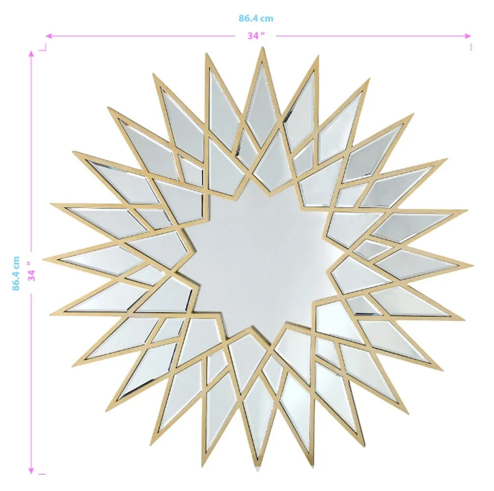 34" Gold Sunburst Metal Framed Accent Mirror