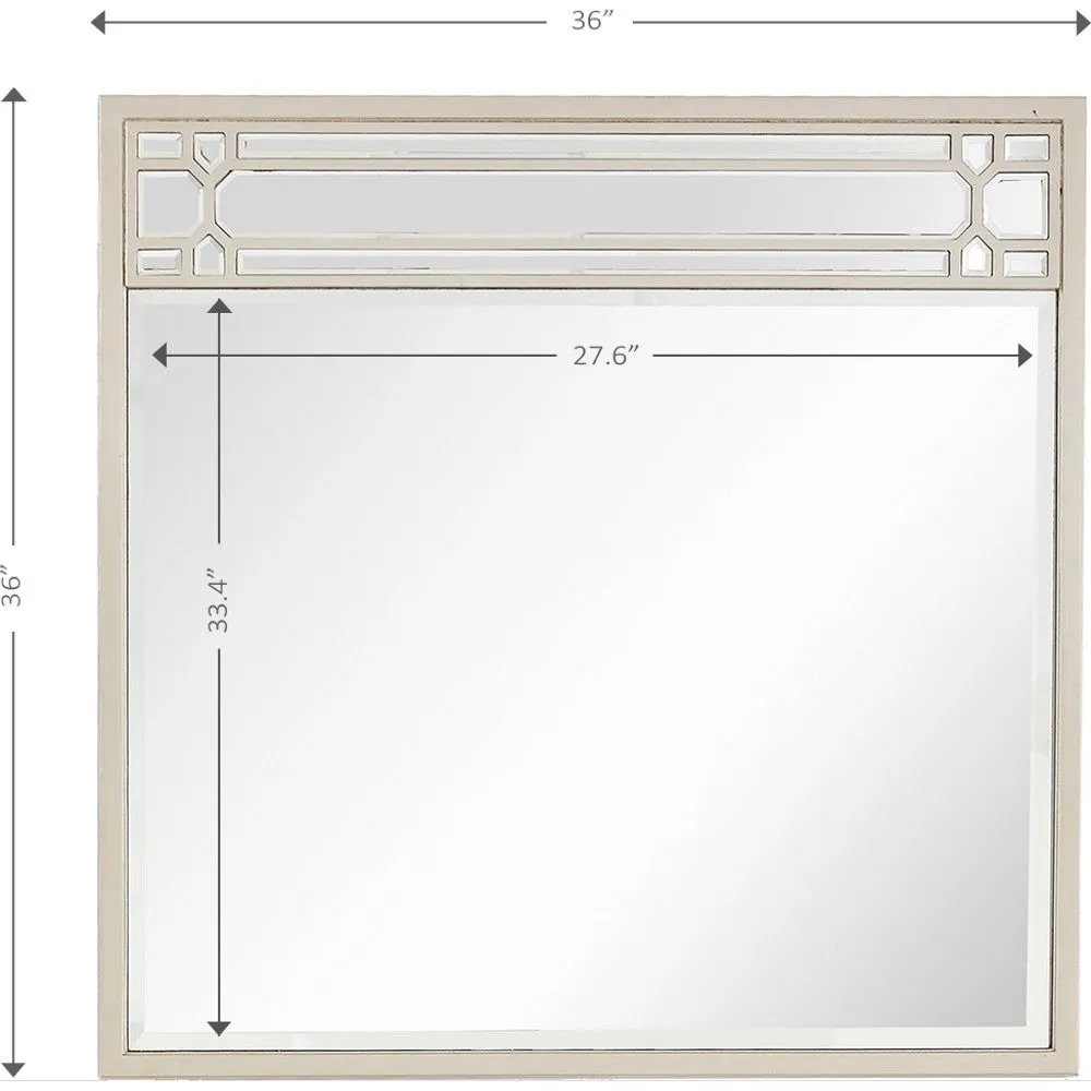36" Champagne Square Metal Framed Accent Mirror