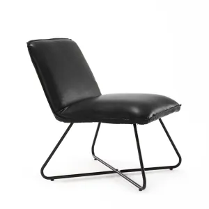 56.38Cm Wide Slipper Chair 17 Stories Leg Color: Black Leather Type: Black Faux Leather