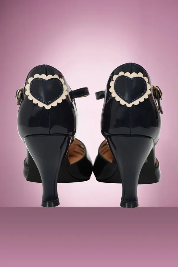 Amelia Heart Shoes in Navy