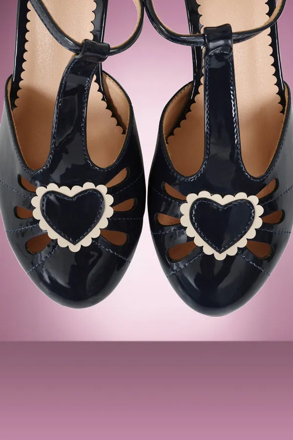 Amelia Heart Shoes in Navy