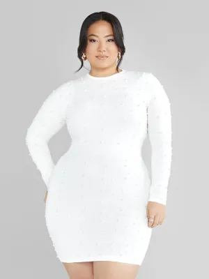 Angela Pearl Embellished Sweater Dress