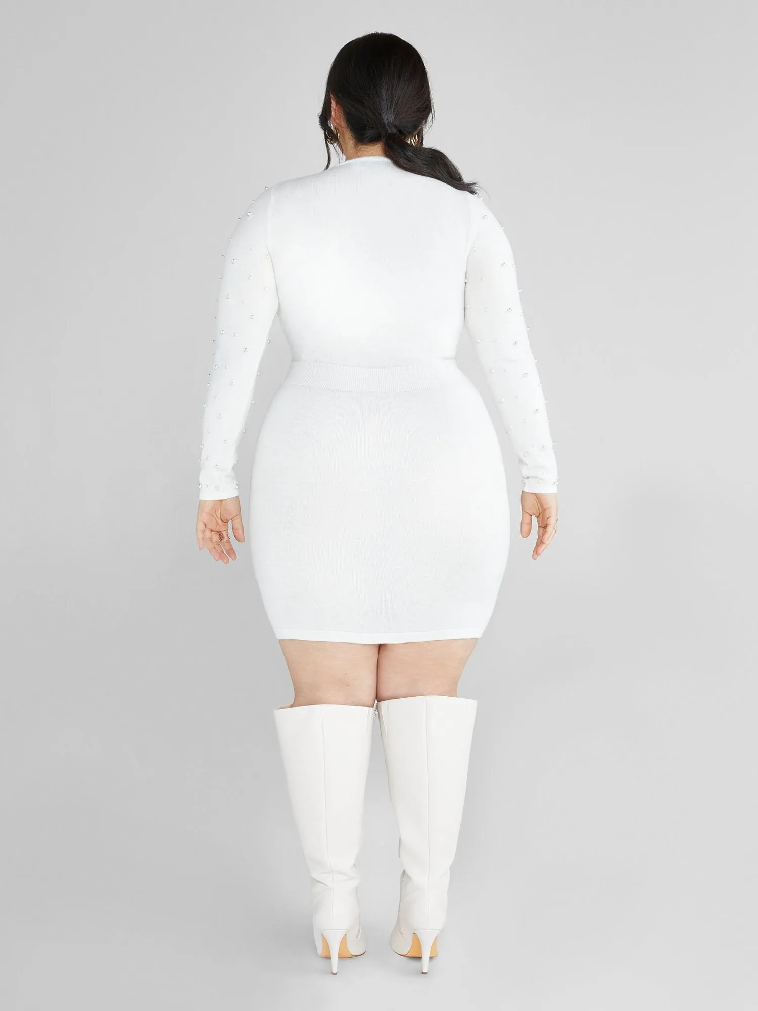 Angela Pearl Embellished Sweater Dress