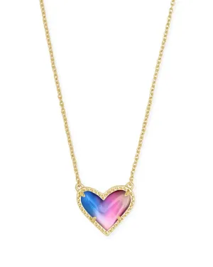 Ari Heart Gold Pendant Necklace In Watercolor Illusion