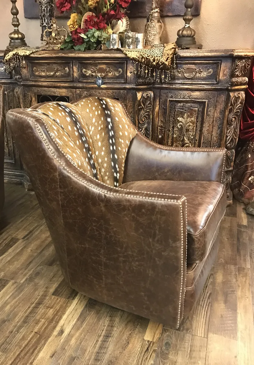 Axis Hide and Leather Swivel Chair