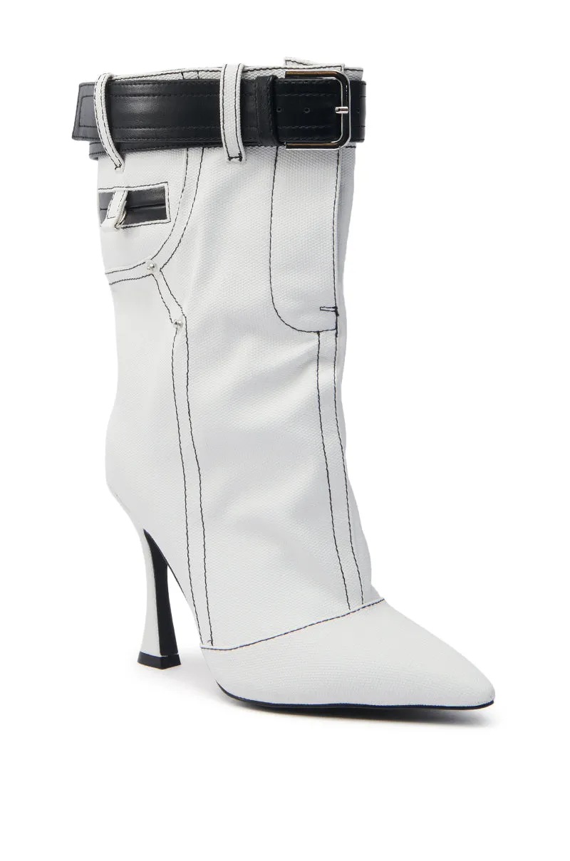 AZALEA WANG SHANELLA WHITE DENIM BOOTIE