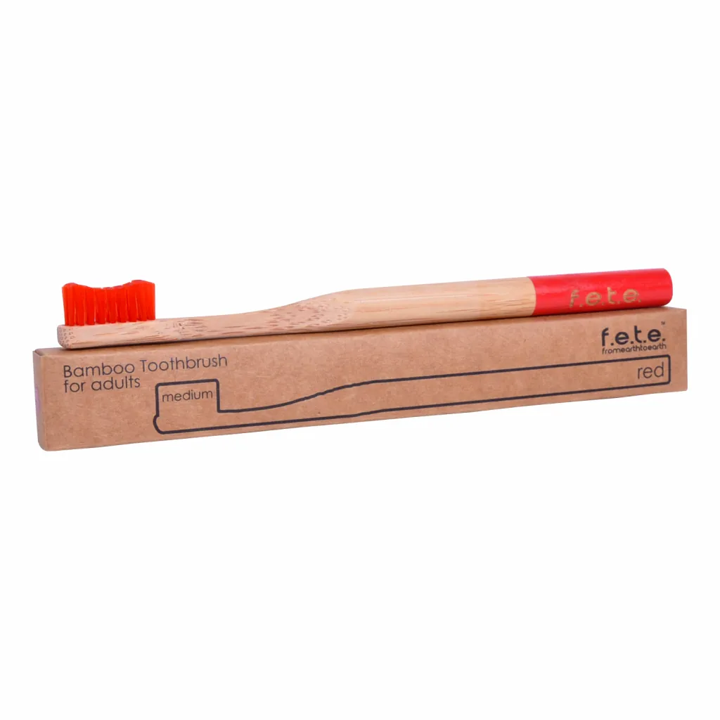 Bamboo Toothbrush Well Red Medium