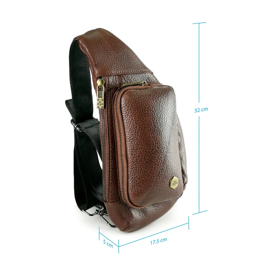 Black Hammer Men Genuine Leather Chest Bag RG711