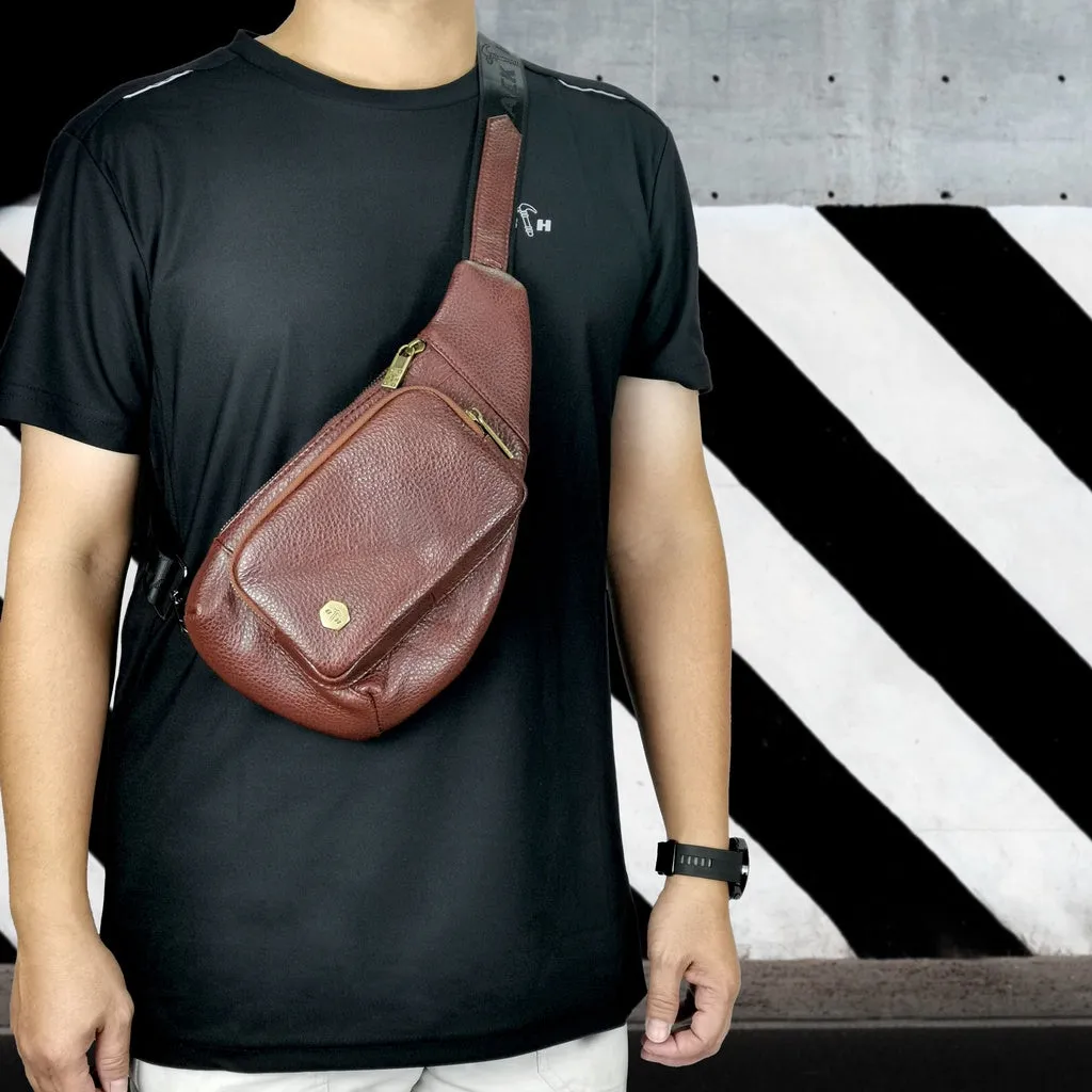 Black Hammer Men Genuine Leather Chest Bag RG711