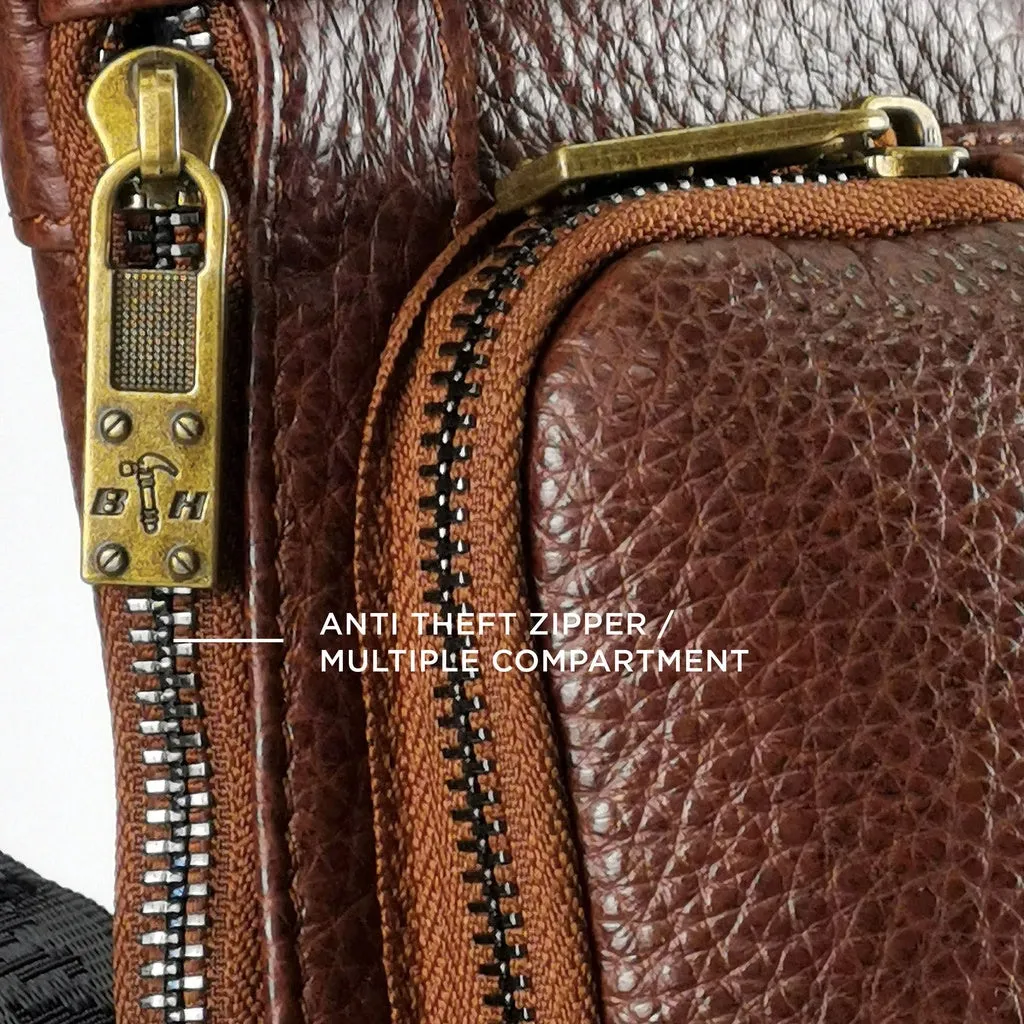 Black Hammer Men Genuine Leather Chest Bag RG711