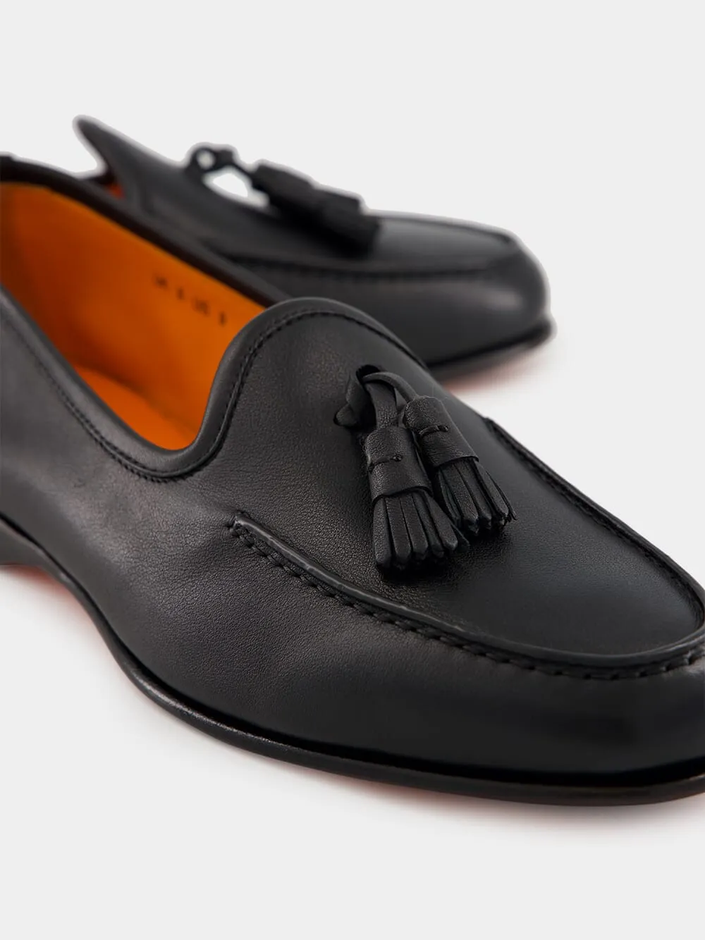 Black Leather Andrea Tassel Loafer
