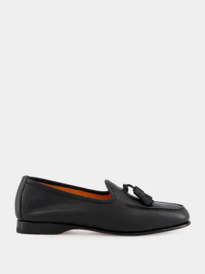 Black Leather Andrea Tassel Loafer