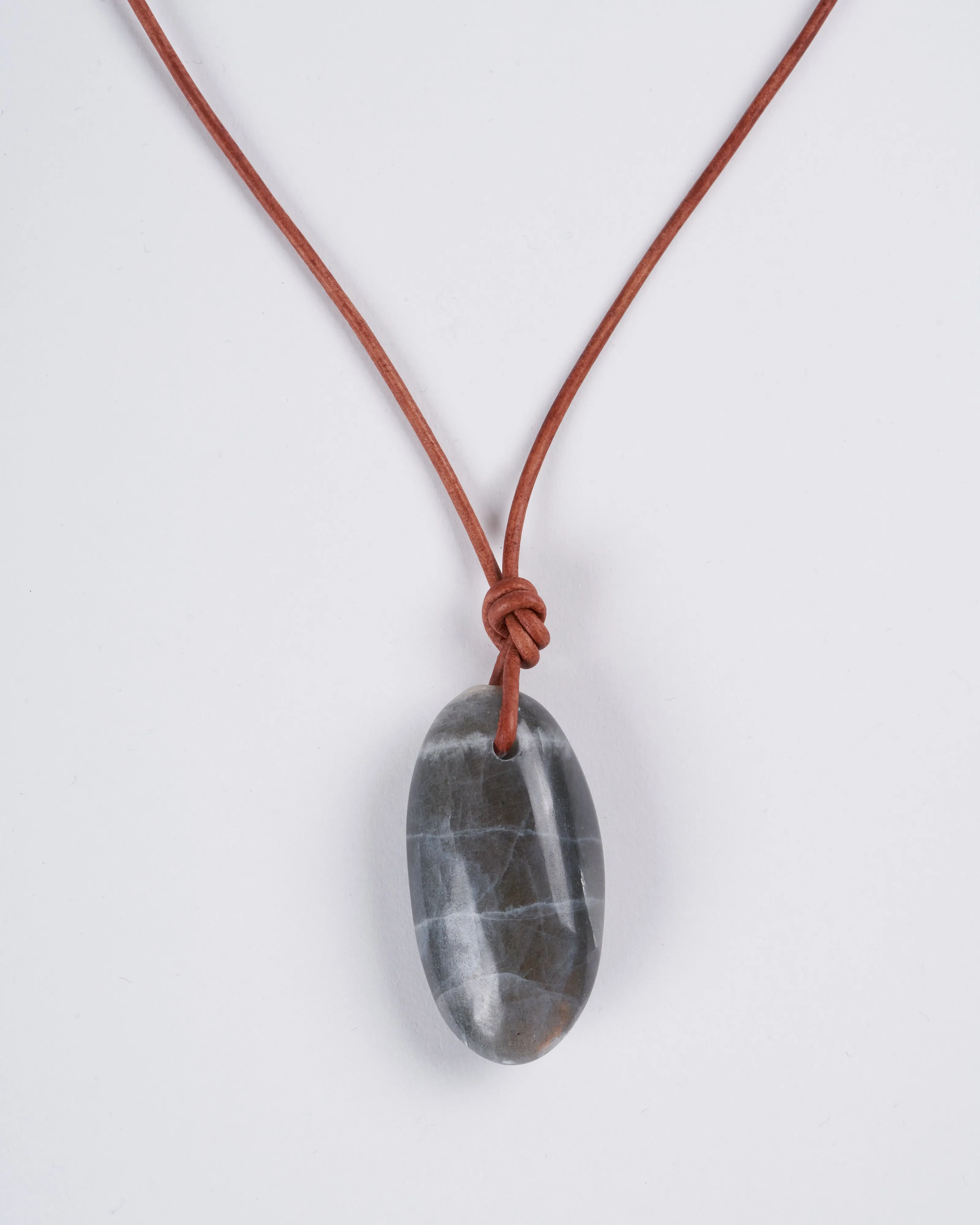 black moonstone on leather - stone black
