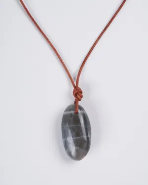 black moonstone on leather - stone black