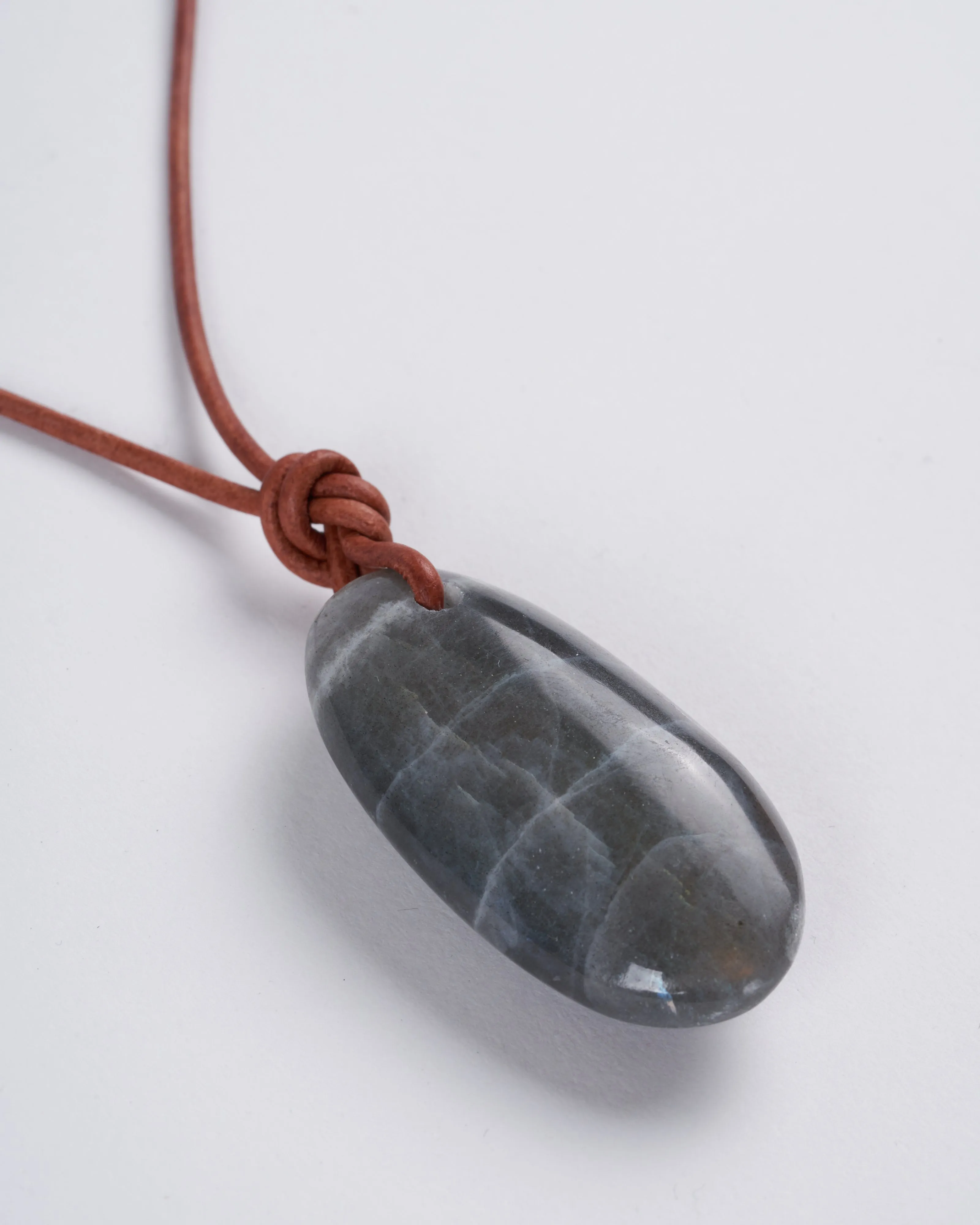 black moonstone on leather - stone black