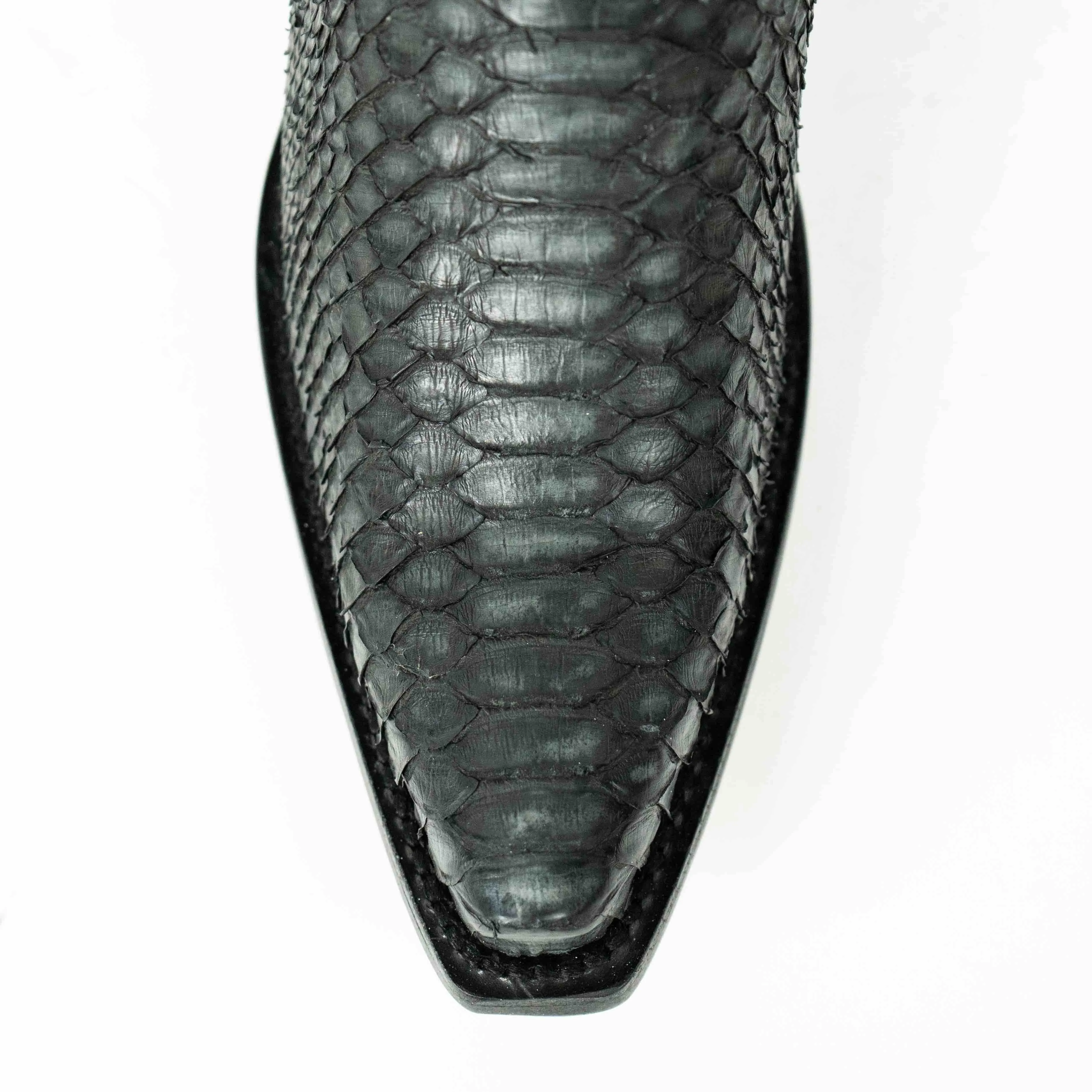 Black Python Snip Toe Western Booties