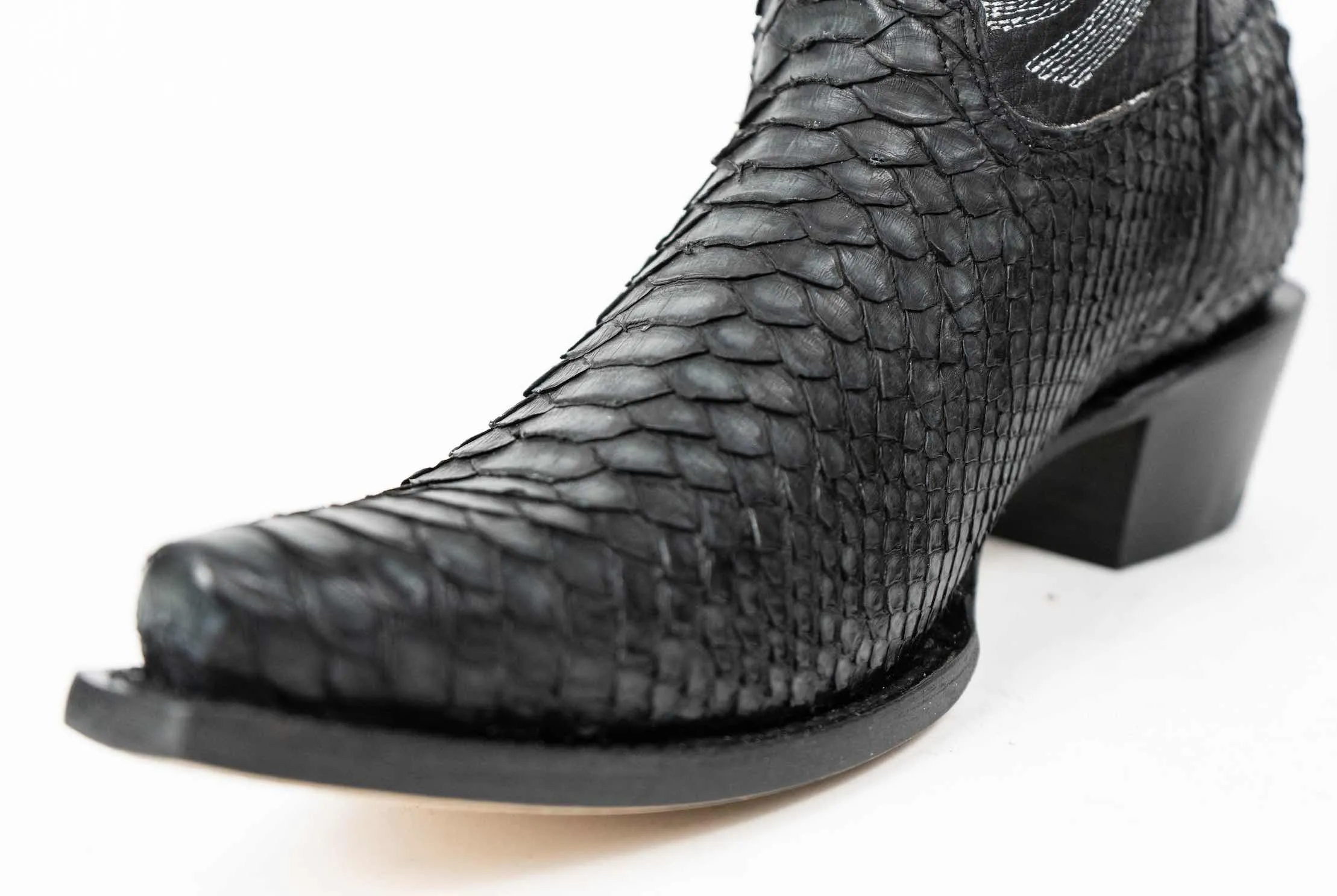 Black Python Snip Toe Western Booties