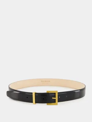 Black Striped Patent Leather Perfume Belt